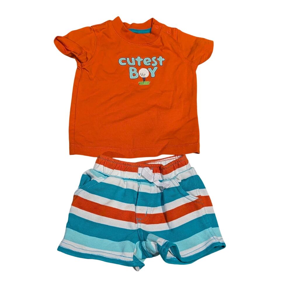 Gymboree Baby Boy 0-3M Cutest Boy Golf Shirt Shorts Outfit Set